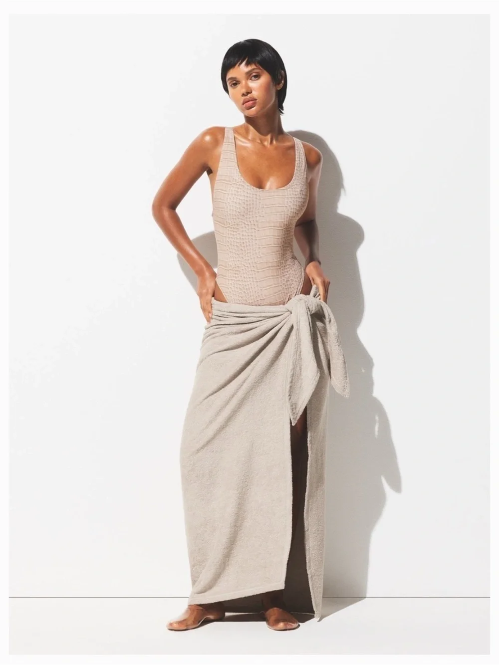 Skims Terry Cover-Ups Sarong STONE large nwt 🖤sw67